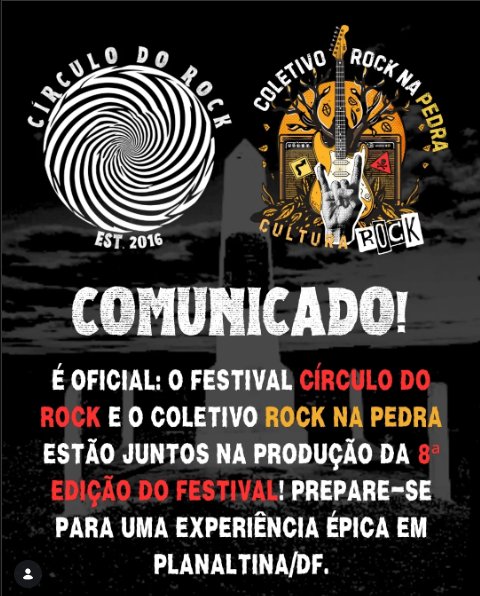 Comunicado oficial da parceria entre Círculo do Rock e Rock na Pedra